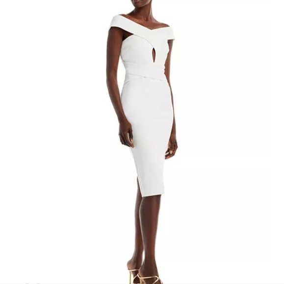 LAVISH ALICE White Halter Polyester Knee Length Dress Size 10 - Picture 1 of 9